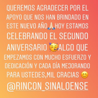 Rincon Sinaloense menu