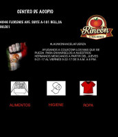 Rincon Sinaloense menu