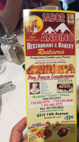 Sabor Andino menu