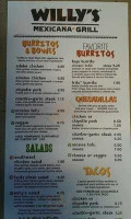 Willy's Mexicana Grill menu