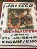 Jalisco Mexican menu