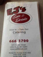 EJ's Eats & Drinks menu