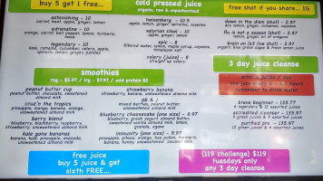 Carpe Diem Juice Co menu