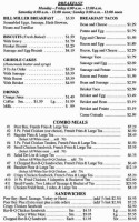 Bill Miller Bar-B-Q menu
