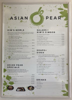 Asian Pear menu