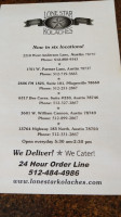 Lone Star Kolaches menu