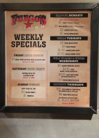 Fuego's Saloon menu