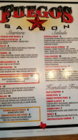 Fuego's Saloon menu