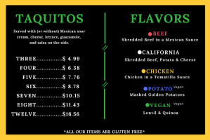 El Tianguis Rolled Taquitos menu