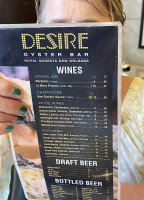 Desire Oyster menu