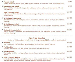 Djan's Dining Thai menu