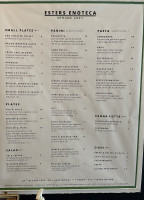 Esters Enoteca menu