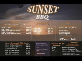 Sunset BBQ and Lounge menu
