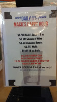 Mack's Great American Grill menu