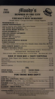 Moody's menu