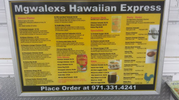 Mgwalexs Hawaiian Grill menu