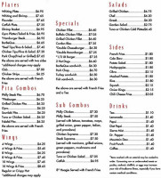 Mr G's menu