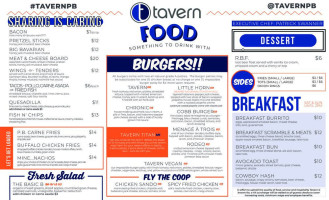 Tavern At The Beach menu