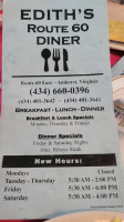 Edith's Route 60 Diner menu