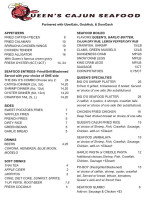 Queen’s Cajun Seafood menu