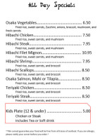 Osaka Express Japanese Cuisine menu