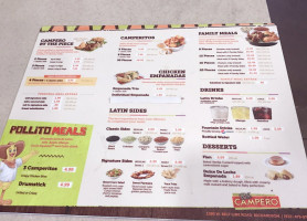 Pollo Campero menu