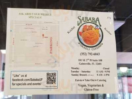 Sababa menu