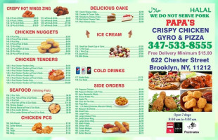 Papa’s Halal Crispy Chicken And Gyro menu