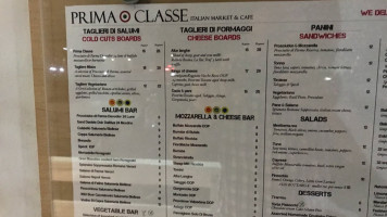 Prima Classe Italian Market Cafe menu