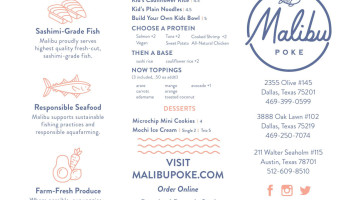 Malibu Poke menu