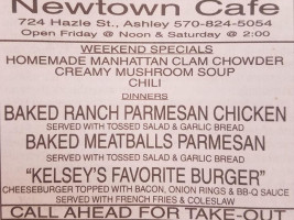 Newtown Cafe menu