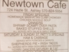 Newtown Cafe menu