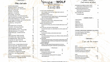 Sparrow Wolf menu