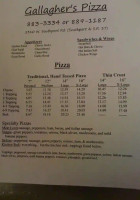 Gallagher's Pizza menu