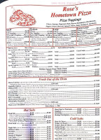 Rose's Pizza menu