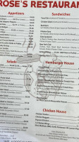 Rose's Pizza menu
