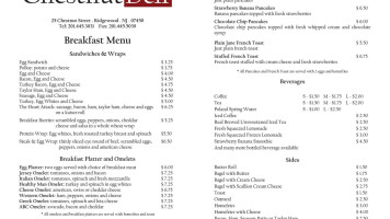 Chestnut Deli And Catering menu