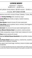 Zume's Coffee House menu
