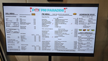 Pot Pie Paradise menu