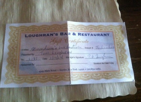 Loughrans Club menu