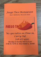 Fuego Taco menu