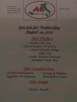 A&s Fine Foods menu