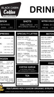 Black Cabin Coffee menu