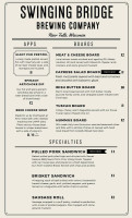 Swinging Bridge Brewing Company menu