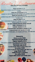 Rosita Mexican And Salvadorean menu