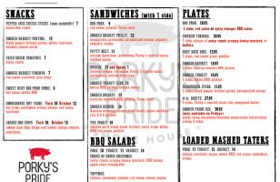 Porky's Pride Smokehouse menu