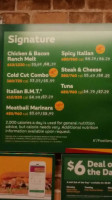 Subway menu