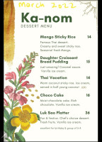 Daughter Thai menu