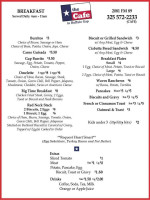 The Cafe And Cassaroles On The Go In Buffalo Gap menu