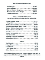 Wulf's Den menu